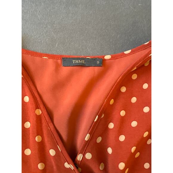 THML Women’s Small Polka Dot Burnt Orange Dress - Picture 8 of 12